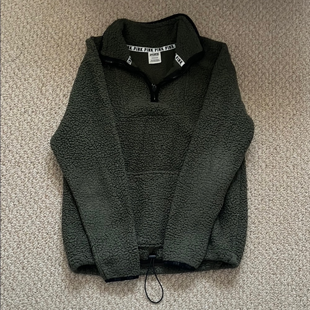 Victoria's Secret PINK Green Sherpa Pullover
